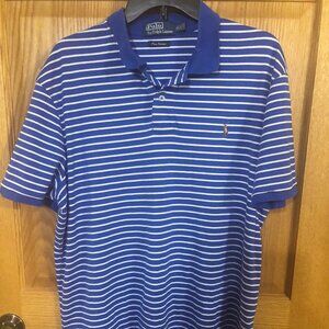 Ralph Lauren Polo Pima Interlock Blue/White Striped chest 24/length 29 inches
